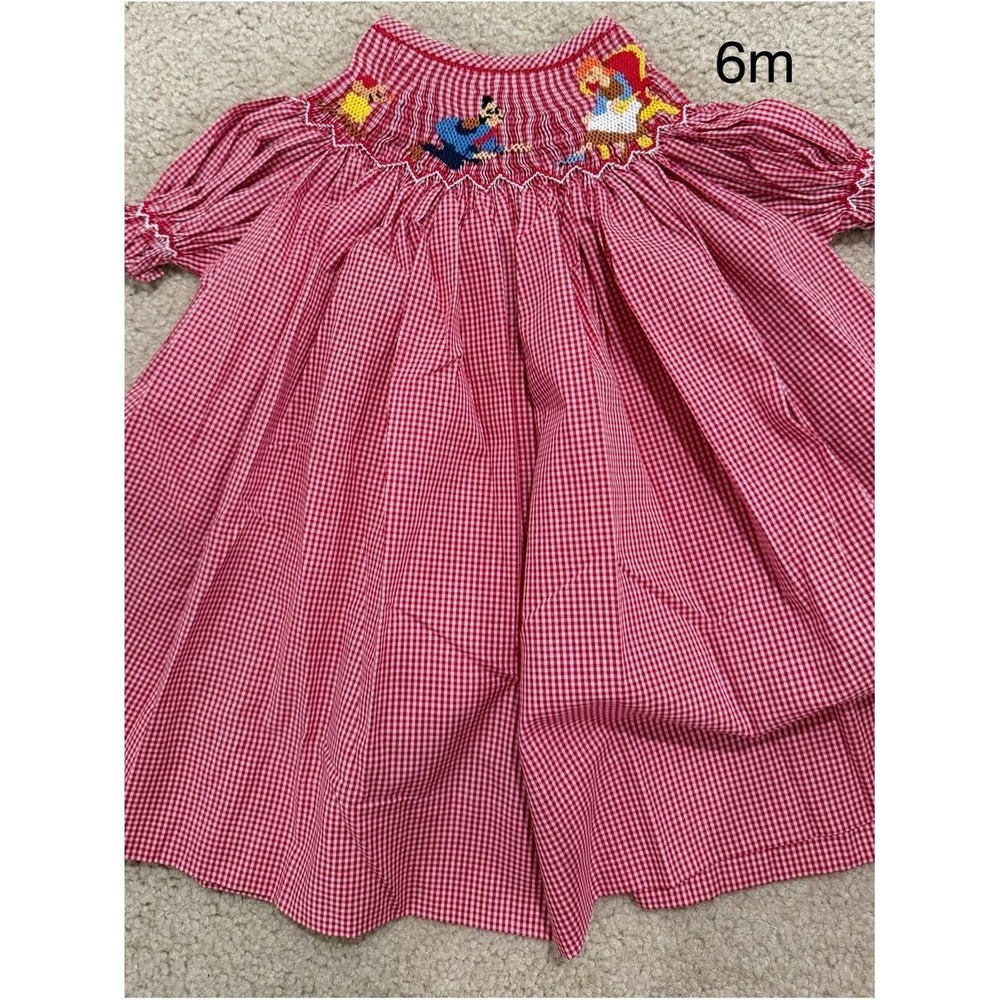 Smocked Cinderella Red‎ Gingham Dress 3m Disney - Picture 2 of 5